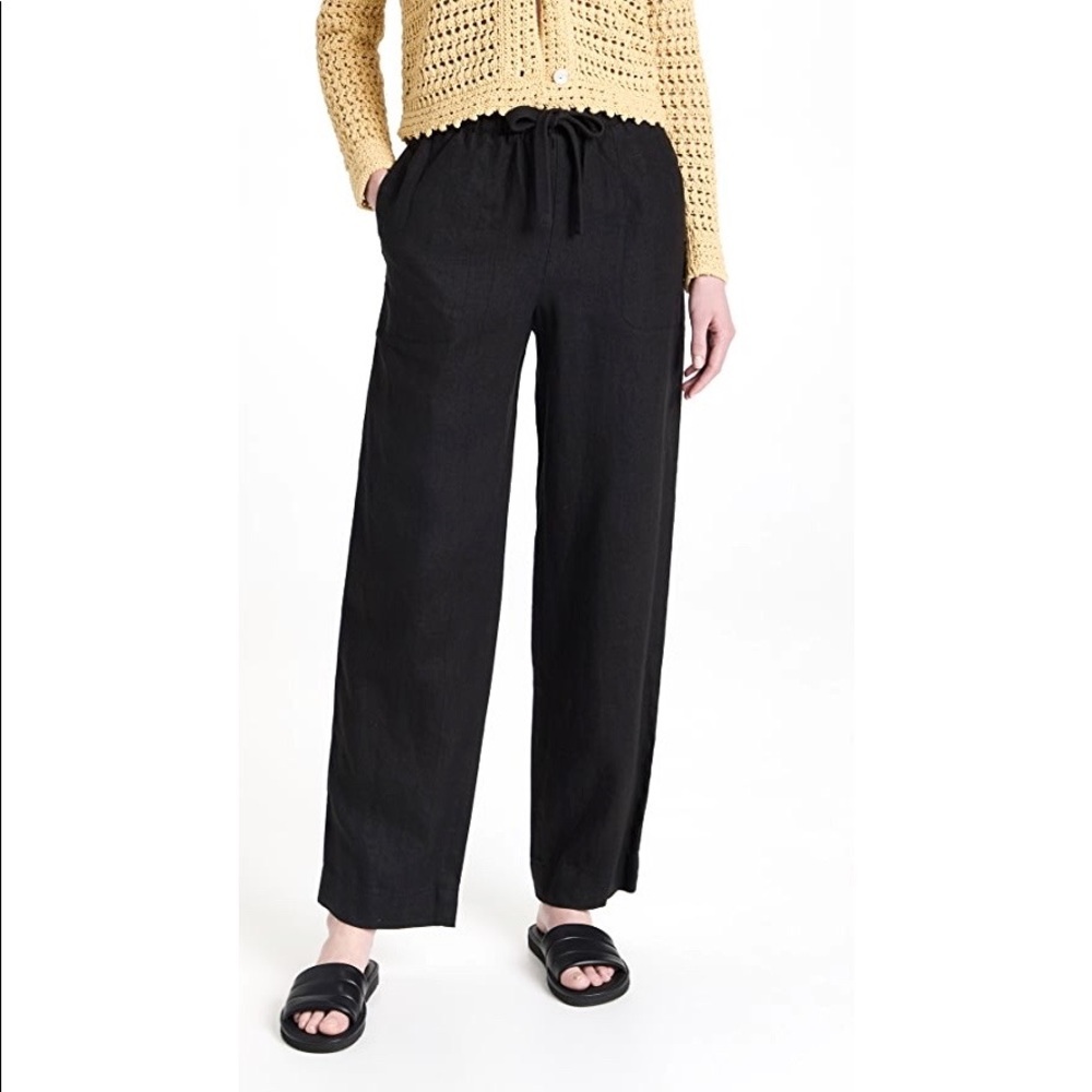 Two By Vince Camuto Black Linen Flood Pants Size S